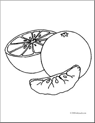 Clip Art: Fruit: Realistic Oranges (coloring page)