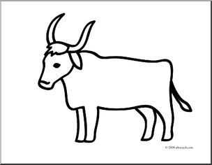 Clip Art: Basic Words: Ox (coloring page)
