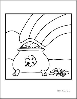 Pot of Gold (coloring page) Clip Art