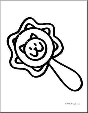 Clip Art: Basic Words: Rattle (coloring page)