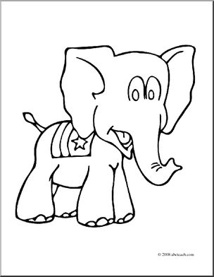 Clip Art: US Government: Republican Elephant (coloring page) – Abcteach