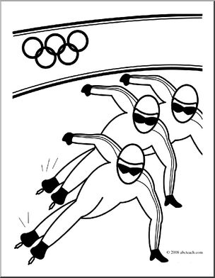 Clip Art: Winter Olympics: Short Track (coloring page)