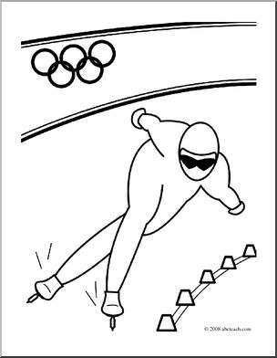 Clip Art: Winter Olympics: Skating (coloring page)