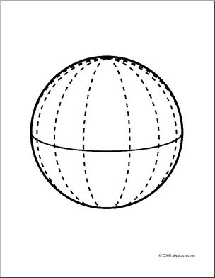 Sphere2d Colorless Shape Clip Art: 3D Solids: Sphere Grayscale Labeled – Abcteach