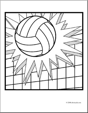 Clip Art: Sports Icon: Volleyball (coloring page)