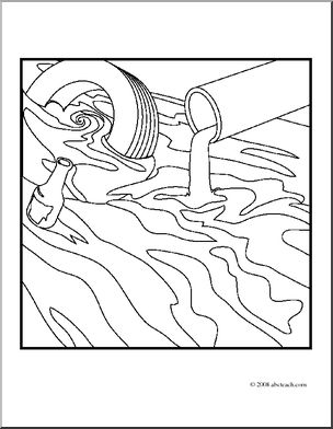 Clip Art: Environmental Concerns: Water Pollution (coloring page)