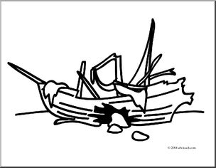 Clip Art: Basic Words: Wreck (coloring page)