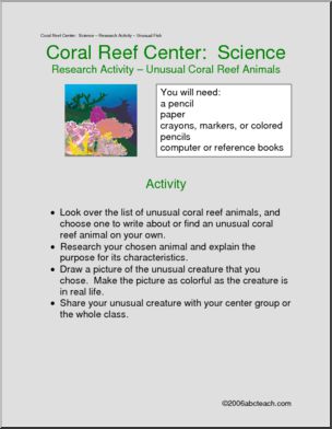 Learning Center: Coral Reef – Science- Animals (elem/upper elem)