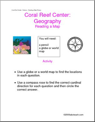 Learning Center: Coral Reef – Geography – Reading a Map (primary/elem)