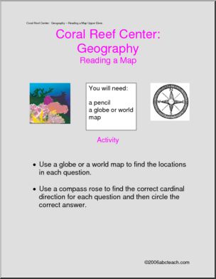 Learning Center: Coral Reef – Geography – Reading a Map (elem/ upper elem)