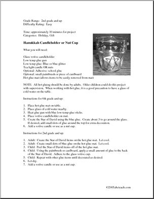 Craft: Hanukkah Candleholder/Nut Cup (elem/upper elem)