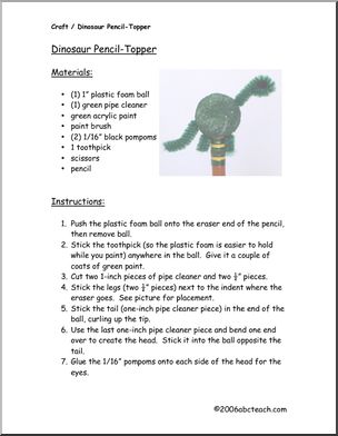 Craft: Dinosaur Pencil-Topper