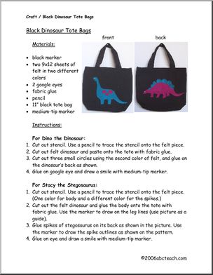 Craft: Dinosaur Tote Bags (black)