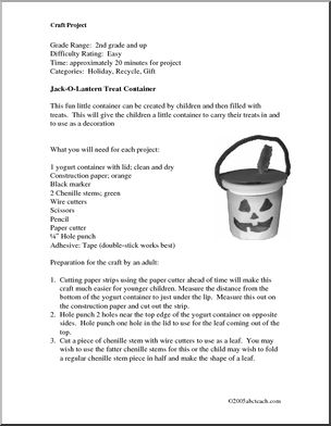 Craft: Halloween Treat Bucket (elementary)