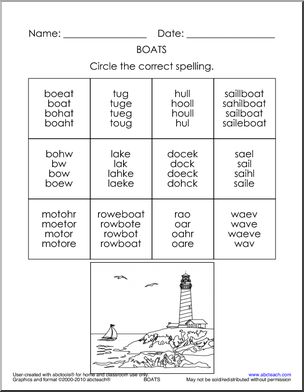 Circle and Spell: Boat/Sailing Theme 2 (primary)