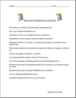 Spanish:  Spanish 1 y 2  –  Frases para empezar composiciones (secundaria)