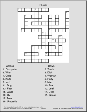 Crossword: Plurals