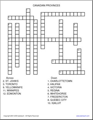 Crossword: Canadian Provinces