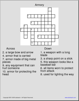Armory Crossword Abcteach