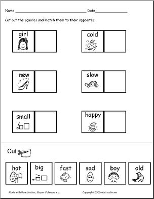 Opposites Cut And Paste Worksheet