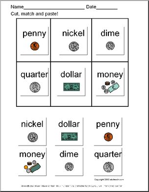Match the Money (USA currency) Cut and Paste