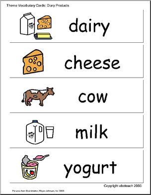 Word Wall: Dairy (pictures) – Abcteach