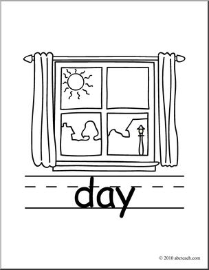Clip Art: Basic Words: Day B&W (poster)