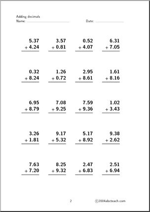 Addition 2 digits (set 6) Worksheet – Abcteach