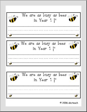 Desk Tag: We are as busy as bees in Year 1