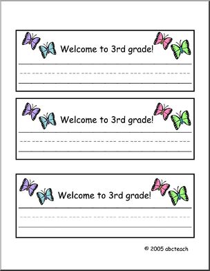 Desk Tag: Welcome to 3rd Grade – butterfly theme – primary lines