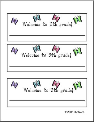 Desk Tag: Welcome to 5th Grade – butterfly theme