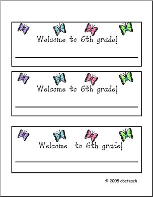 Desk Tag: Welcome to 6th Grade – butterfly theme
