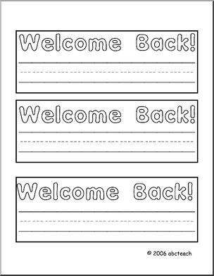 Desk Tag:  Welcome Back!  (primary b/w)