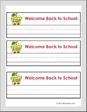 Desk Tag: Welcome Back to School – Cute School Bus(three-ruled-lines)