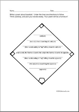 Poetry Prompt (Diamante): Baseball (elementary)