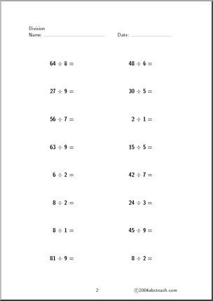 with factors up to 100 (set 4) Division – Abcteach