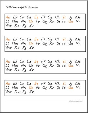 Bookmark: DN-Style Manuscript (vowels in color)