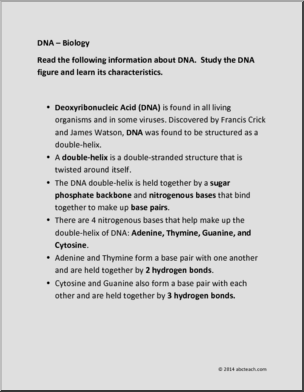 Science: Biology – DNA (middle/HS)