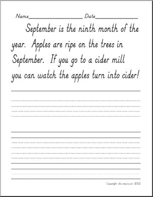 Handwriting Practice: September theme – manuscript (DN-Style Font )