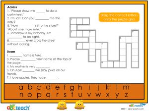 Phonics Dolch Set 3 Crossword’ Interactive Flipchart