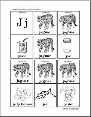 Dominoes: Letter Jj (b/w)