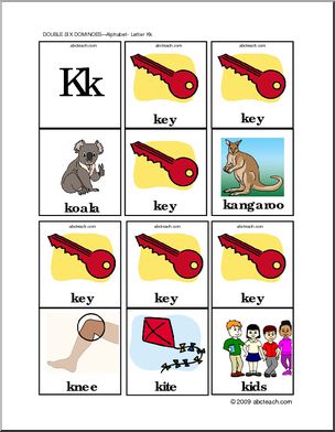 Dominoes: Letter Kk (color)