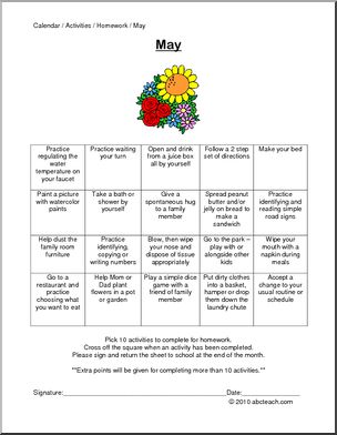 Monthly Activity Calendars: May 1 (prek-elementary/special needs)