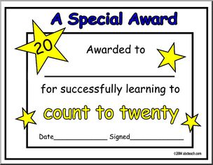 Certificate: Counting to 20 (preschool)