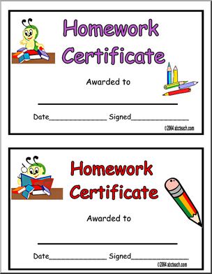 Certificate: Homework (half page size)