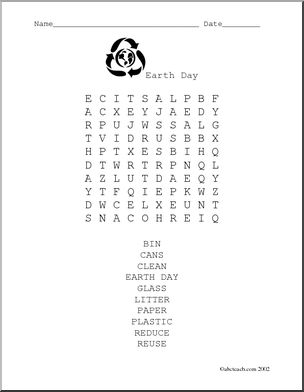 Word Search: Earth Day (2) – Abcteach