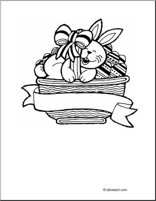Coloring Page: Easter – Easter Basket with Bunny