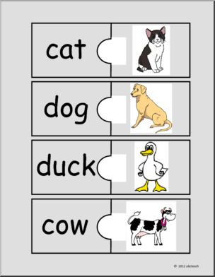 Easy Puzzle: Animal Words (color)