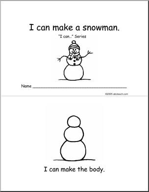 Early Reader: “I can…” (snowman – b/w)