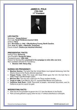 Fact Card: 11th President – James Polk